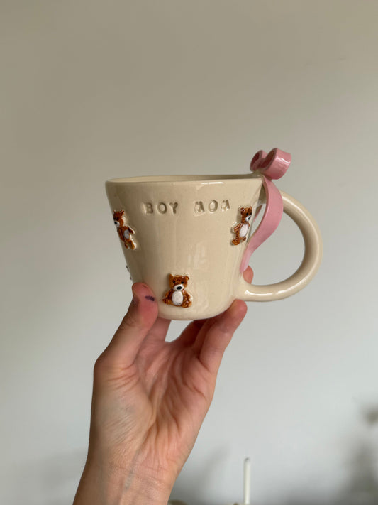 Bow Mug 'boy mom'